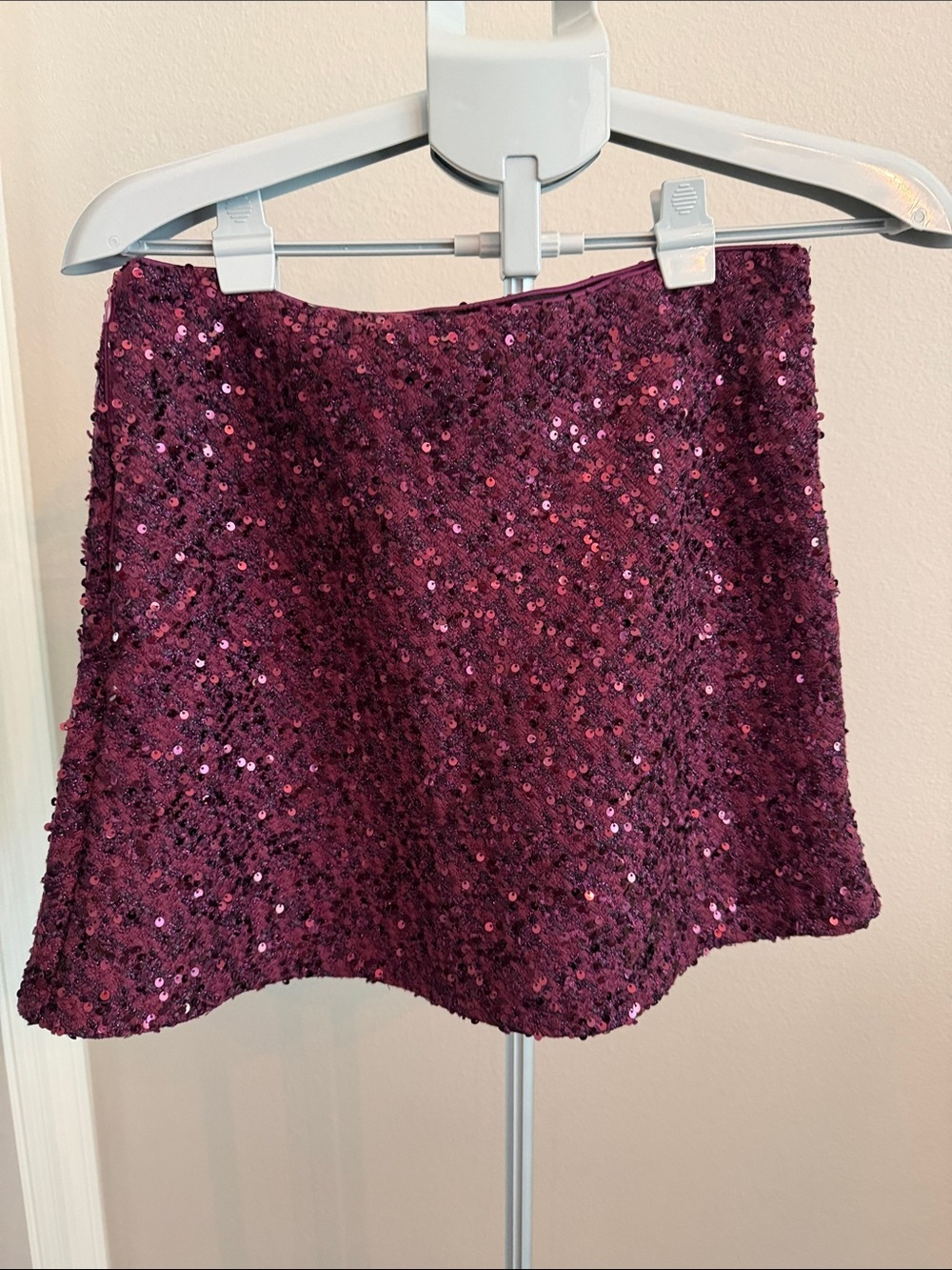 Cider Sequin Mini Skirt in Berry Plum